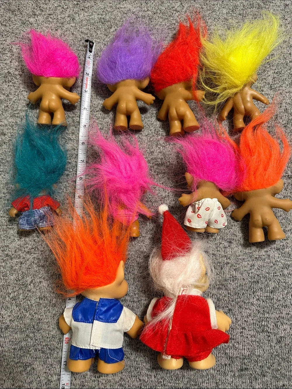 Vintage Troll Dolls Lot with Bright Multicolor Hair - Assorted Kids Toys